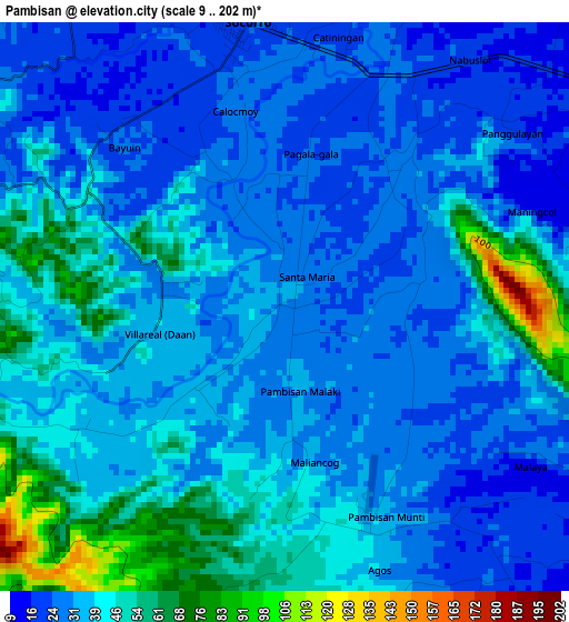 Pambisan elevation map