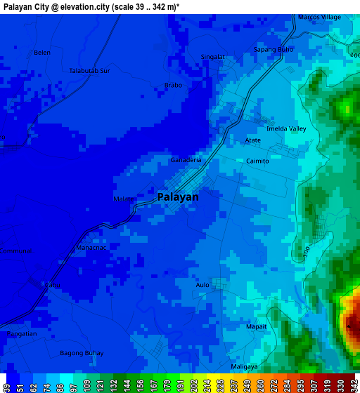 Palayan City elevation map