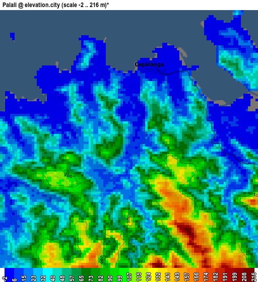 Palali elevation map