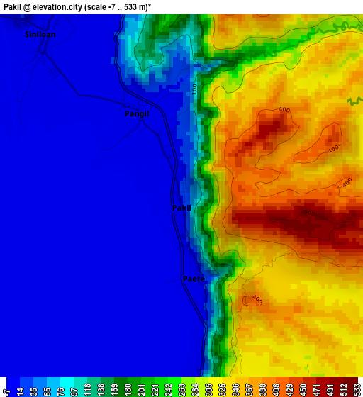 Pakil elevation map