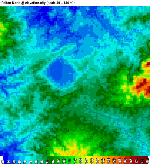 Paitan Norte elevation map