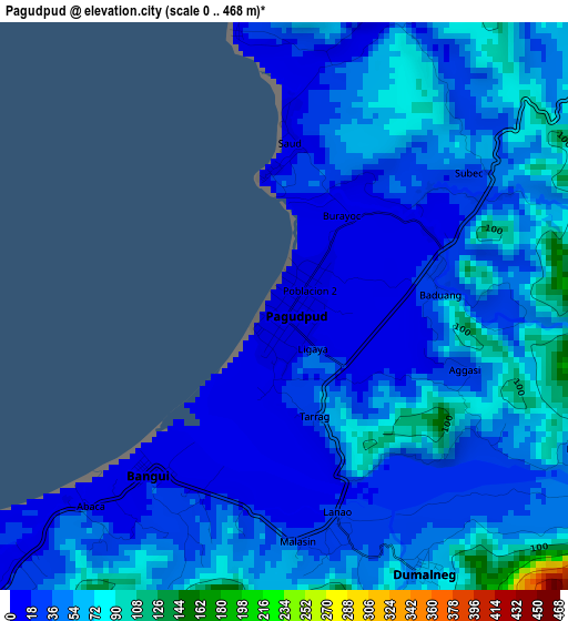 Pagudpud elevation map