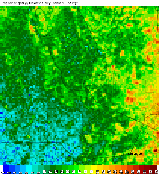 Pagsabangan elevation map