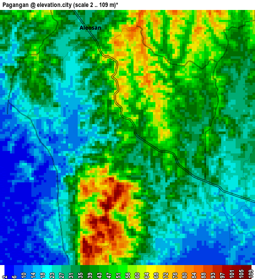 Pagangan elevation map