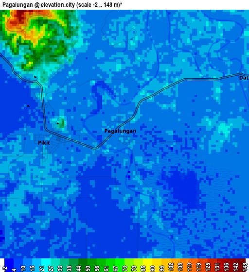 Pagalungan elevation map