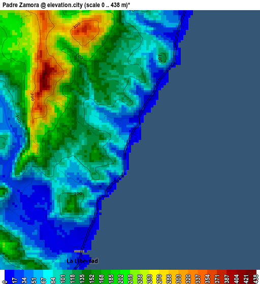 Padre Zamora elevation map