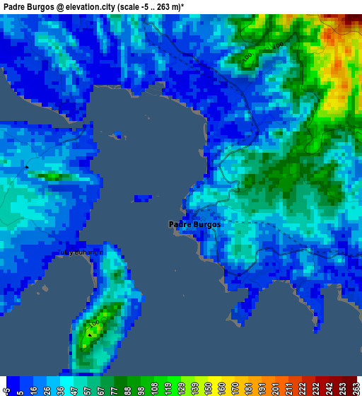 Padre Burgos elevation map