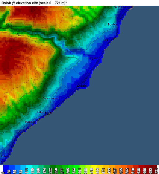 Oslob elevation map