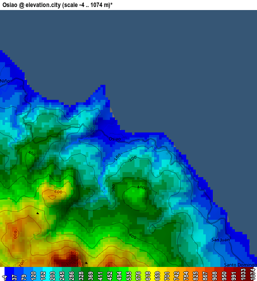 Osiao elevation map