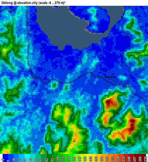 Odiong elevation map