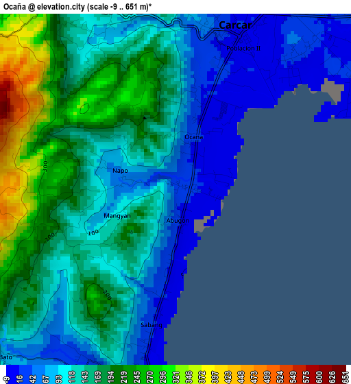 Ocaña elevation map