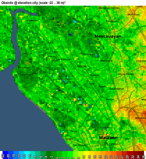 Obando elevation map