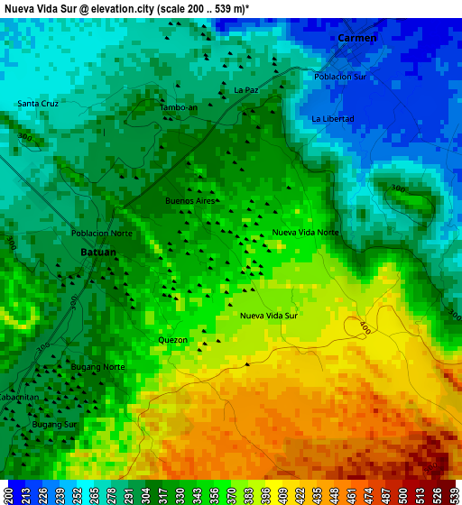 Nueva Vida Sur elevation map