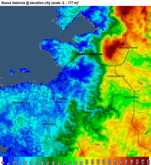 Nueva Valencia elevation map