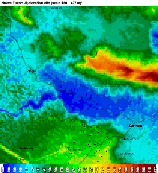 Nueva Fuerza elevation map