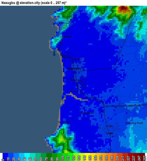 Nasugbu elevation map