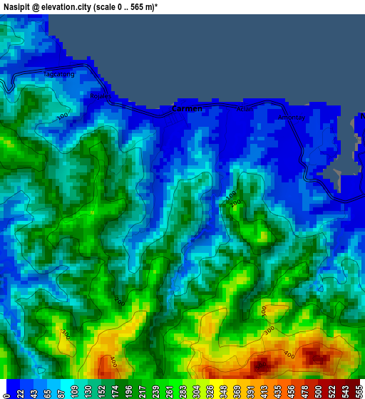 Nasipit elevation map