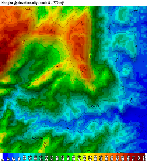 Nangka elevation map