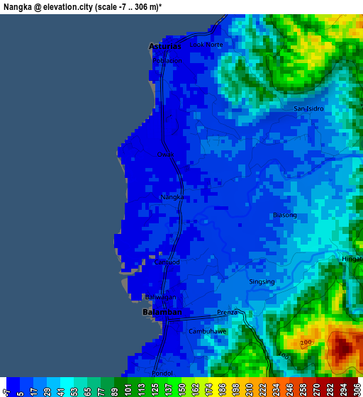 Nangka elevation map