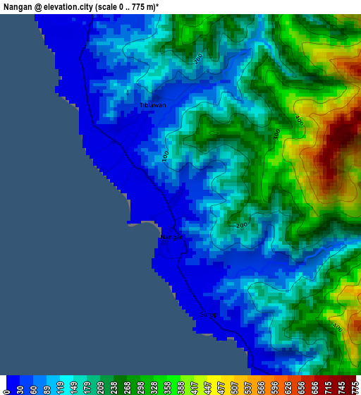 Nangan elevation map