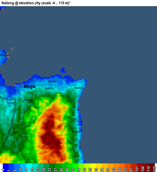 Nailong elevation map