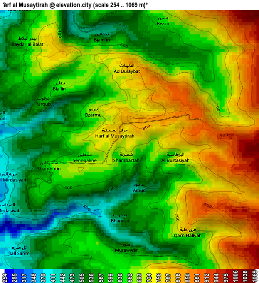 Ḩarf al Musaytirah elevation map