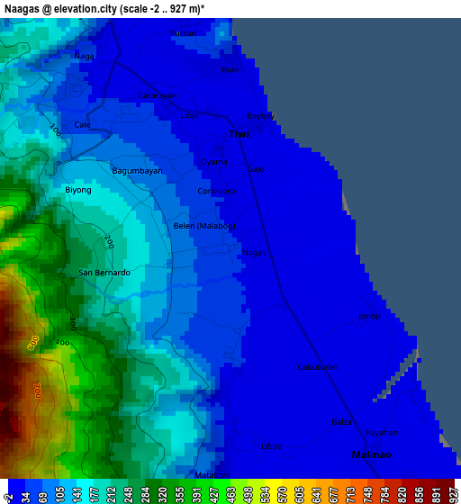 Naagas elevation map