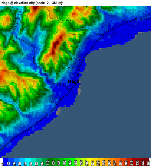 Naga elevation map