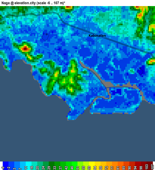 Naga elevation map