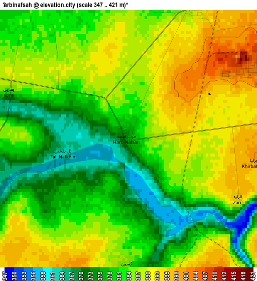 Ḩarbinafsah elevation map