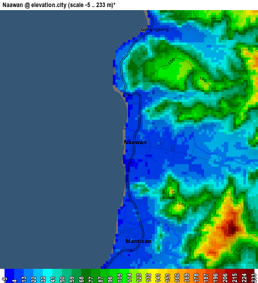 Naawan elevation map