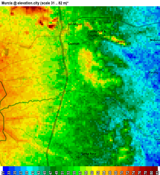 Murcia elevation map