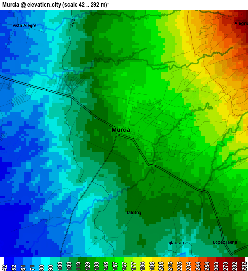 Murcia elevation map