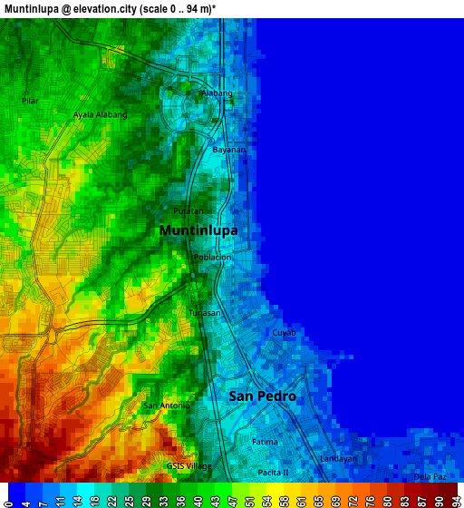 Muntinlupa elevation map