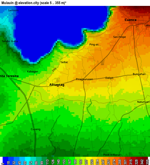 Mulauin elevation map