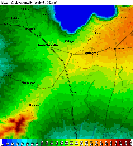 Mozon elevation map