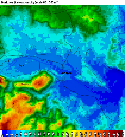 Moriones elevation map