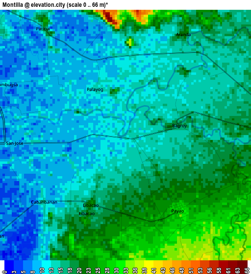 Montilla elevation map