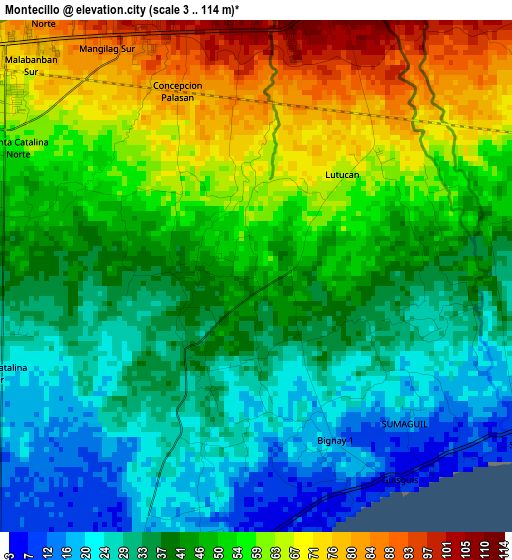 Montecillo elevation map