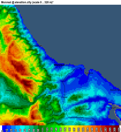 Monreal elevation map