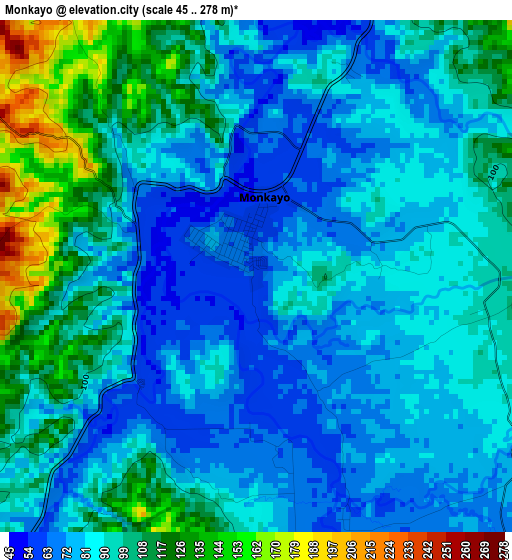 Monkayo elevation map