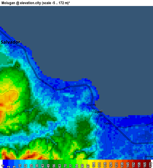 Molugan elevation map