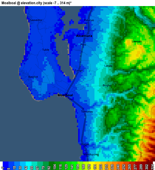 Moalboal elevation map