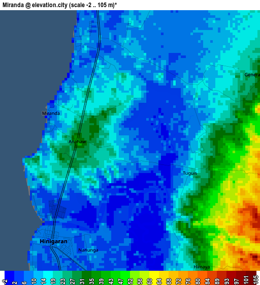 Miranda elevation map