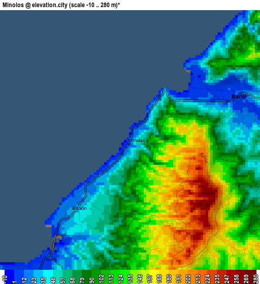 Minolos elevation map