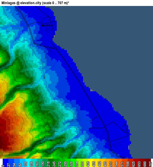 Minlagas elevation map