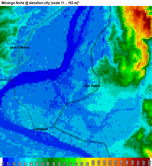 Minanga Norte elevation map