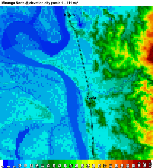 Minanga Norte elevation map