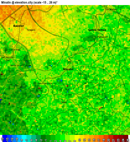 Minalin elevation map