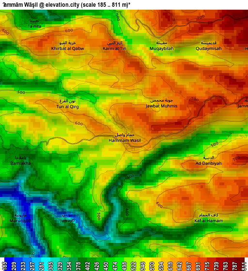 Ḩammām Wāşil elevation map
